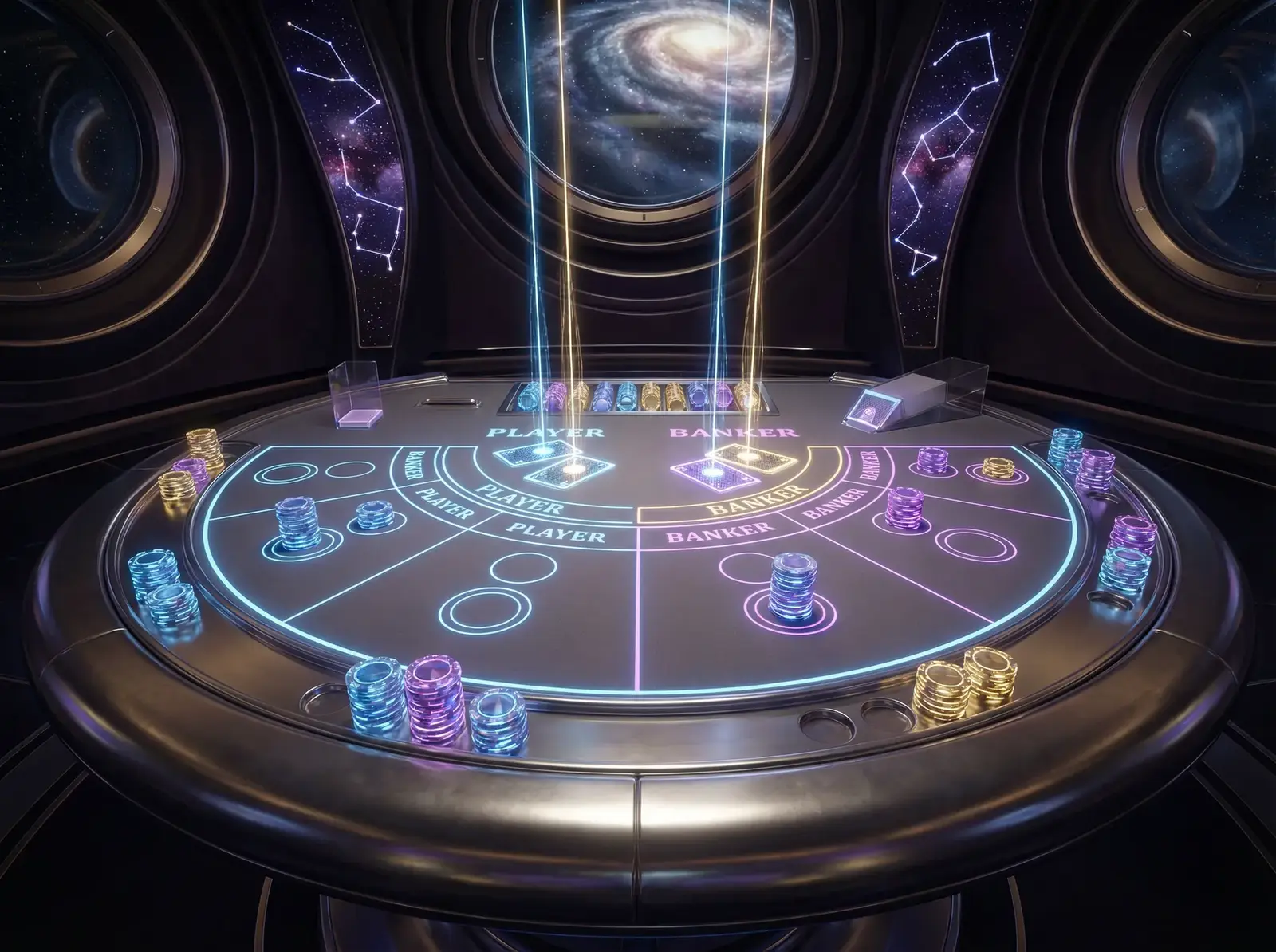 福利彩票真人百家乐全息投影牌桌俯视图